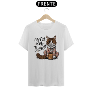 Nome do produto CAMISETA T-SHIRT PIMA, MY CAT IS MY THERAPIST