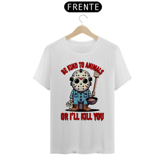 Nome do produto CAMISETA T-SHIRT QUALITY DOG, LINHA FILME JASON BE KIND TO ANIMALS, SEXTA FEIRA 13