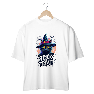 Nome do produto CAMISETA OVERSIZED, BLACK CAT HALLOWEEN, TRICK OR TREAT