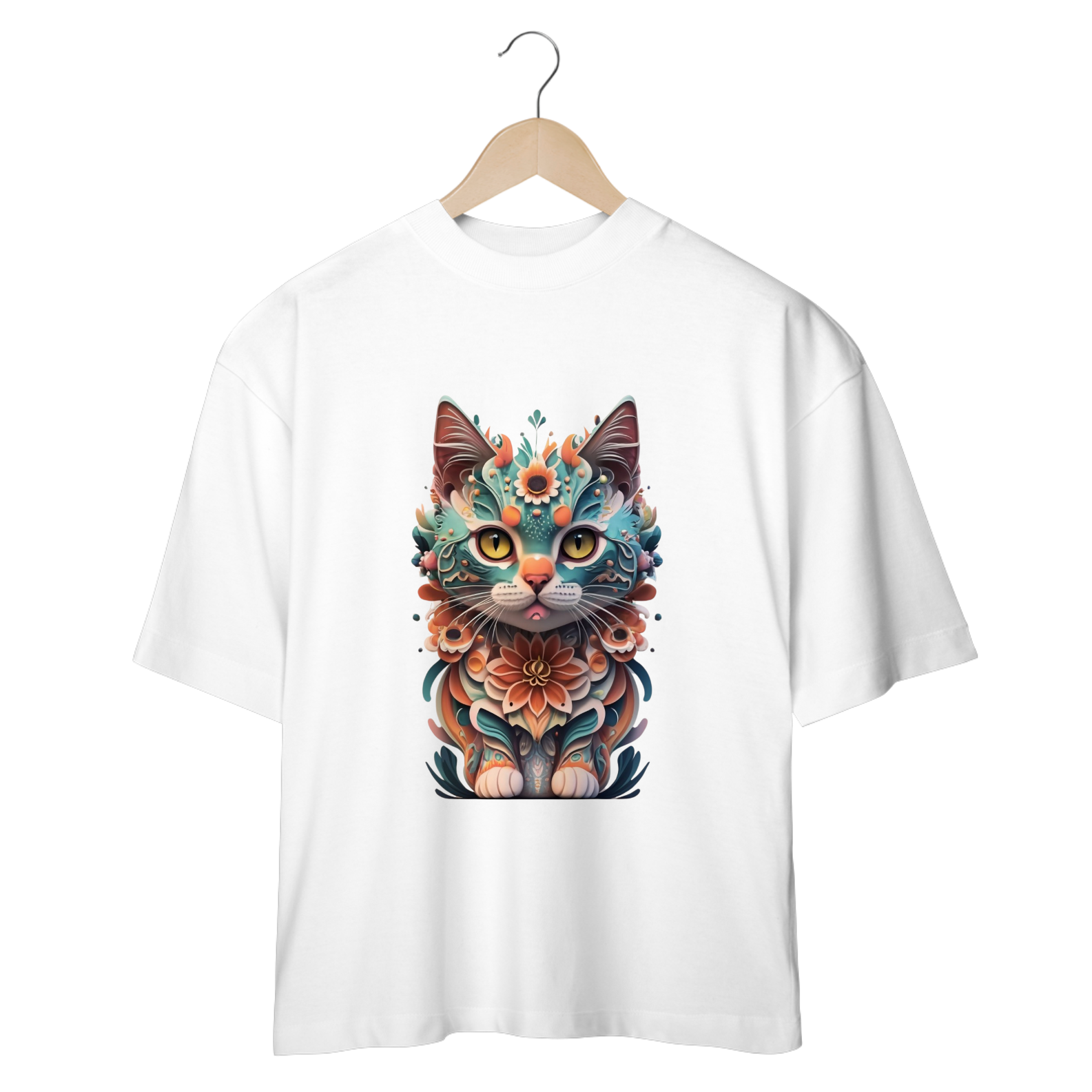 CAMISETA OVERSIZED, CAT COLORFUL