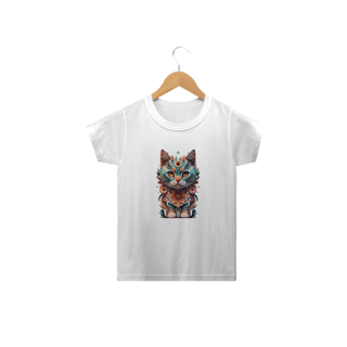 CAMISETA CLASSIC INFANTIL, COLORFUL CAT-2 A 14 ANOS