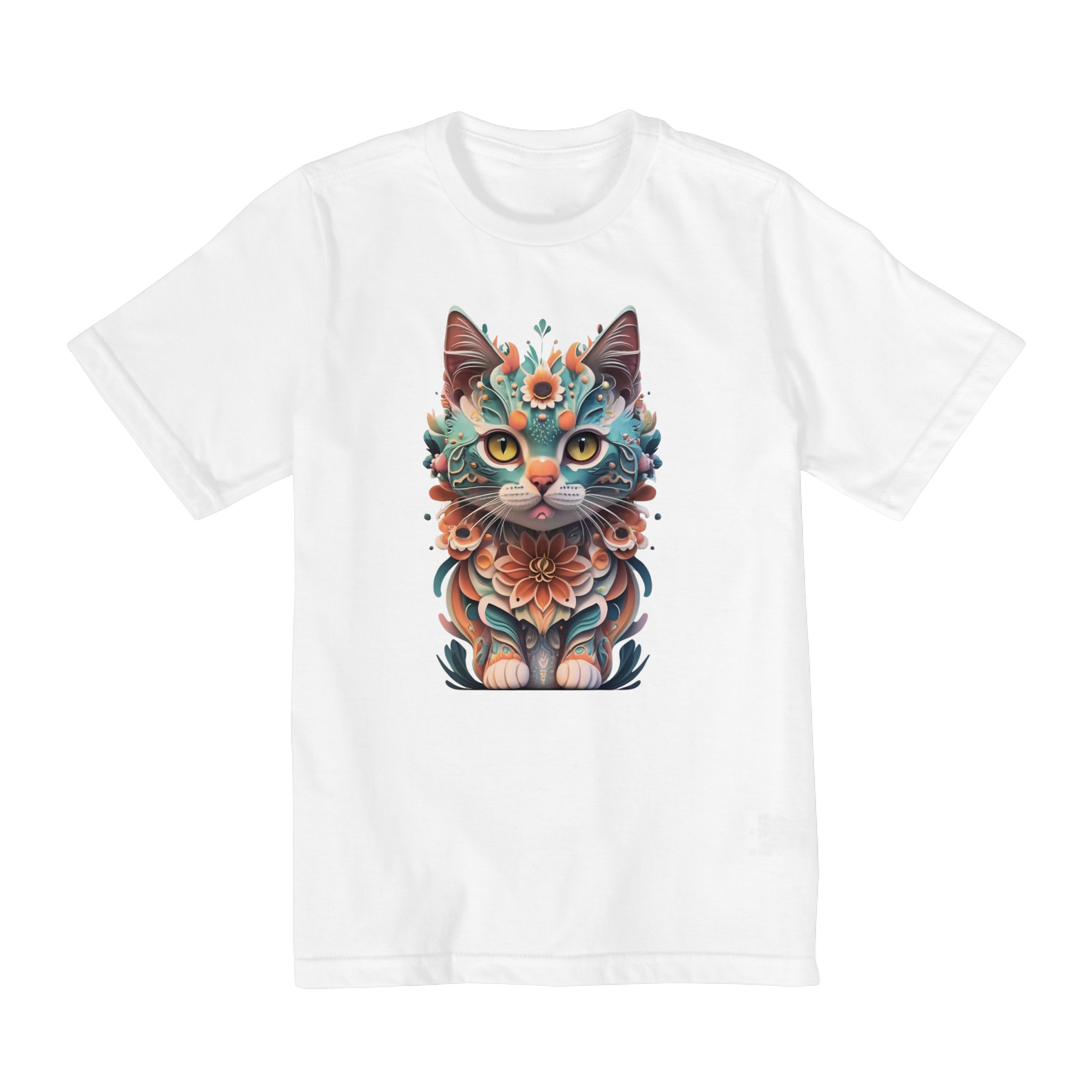 CAMISETA QUALITY INFANTIL COLORFUL CAT- 10 A 14 ANOS