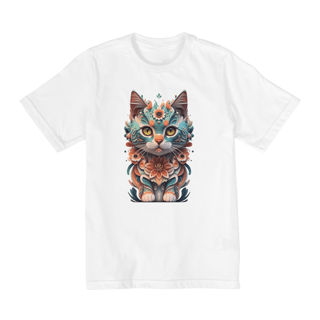 CAMISETA QUALITY INFANTIL COLORFUL CAT- 10 A 14 ANOS