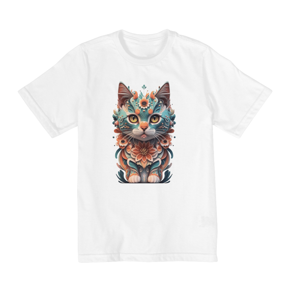 CAMISETA QUALITY INFANTIL COLORFUL CAT- 10 A 14 ANOS