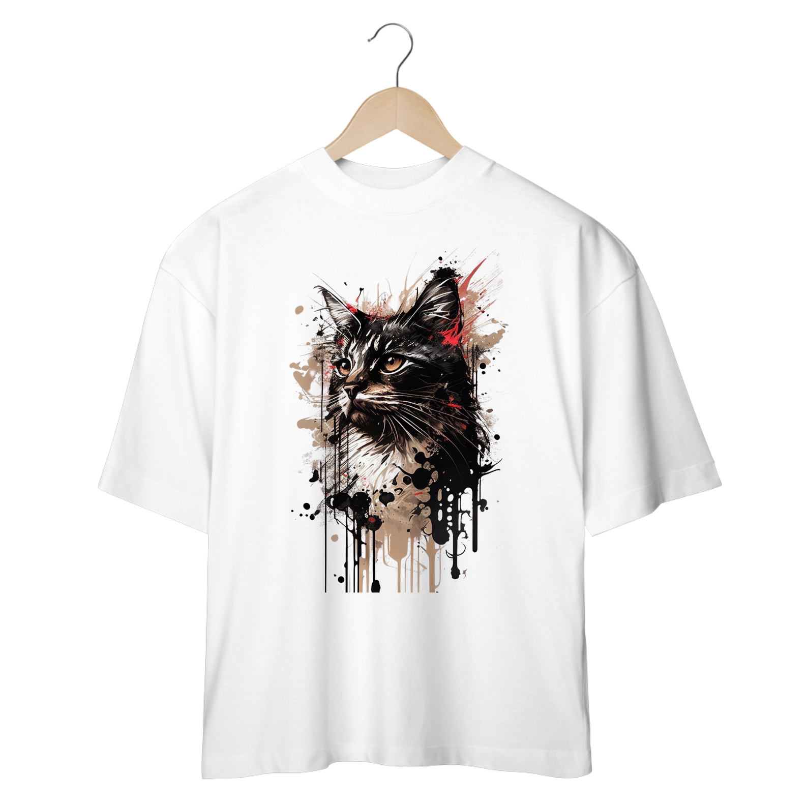 CAMISETA OVERSIZED, CAT COLOR