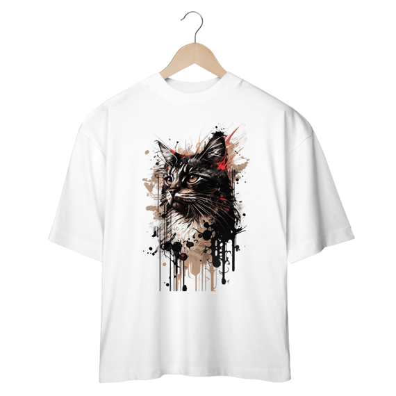 CAMISETA OVERSIZED, CAT POP ART