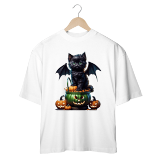 Nome do produto CAMISETA OVERSIZED, CAT MORCEGO HALLOWEEN
