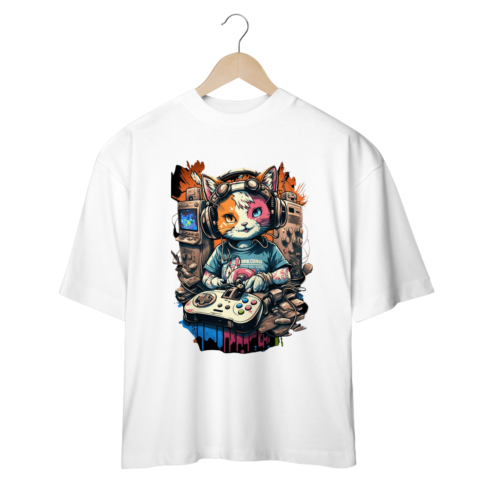 CAMISETA OVERSIZED, CAT GAME