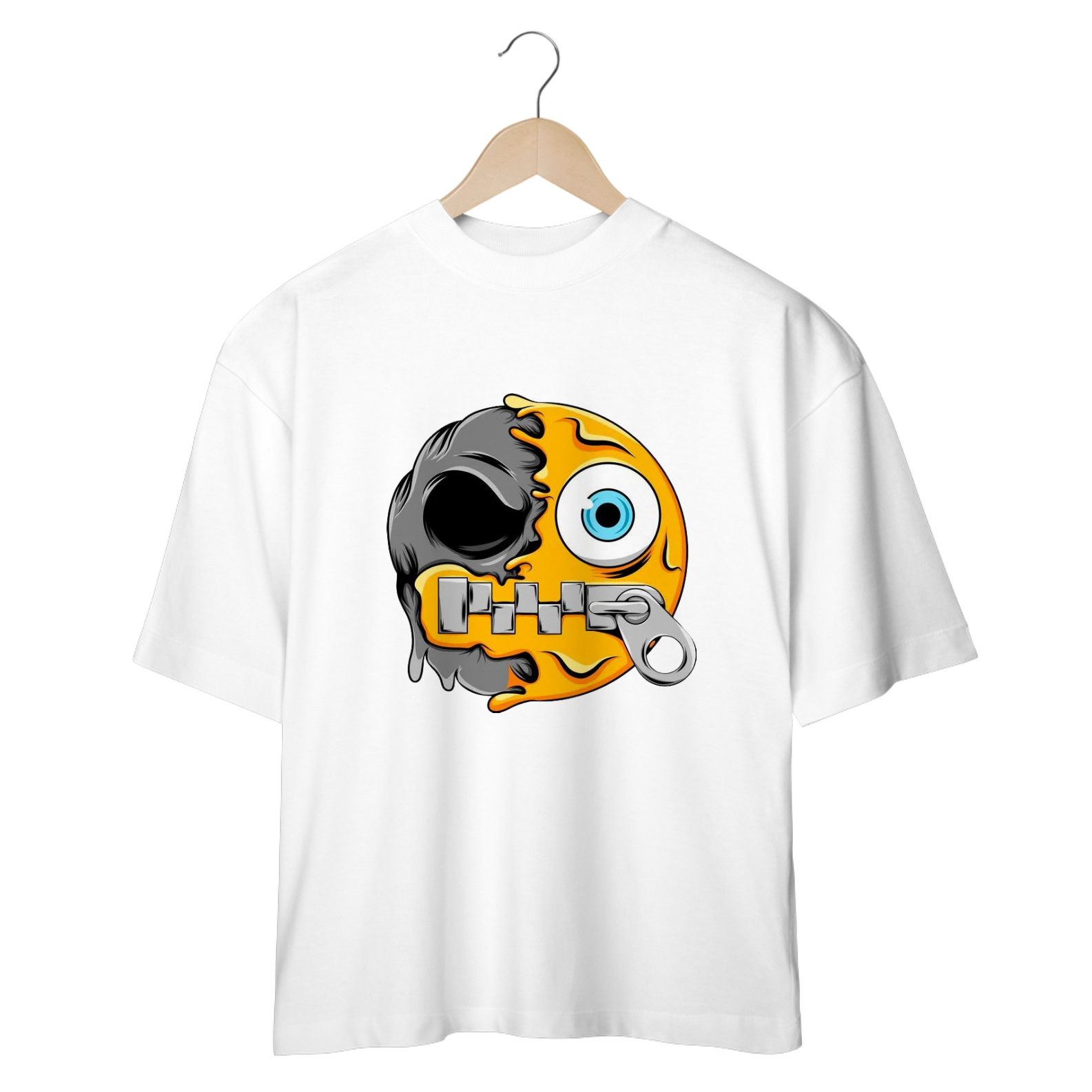 CAMISETA OVERSIZED, EXPRESSÃO FACE SILÊNCIO