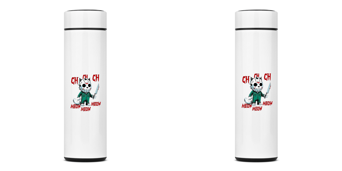 Nome do produto: GARRAFA TÉRMICA CAT JASON, AÇO INOXIDÁVEL 400ML FRENTE E VERSO 
