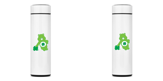 GARRAFA TÉRMICA URSINHO TREVO, AÇO INOXIDÁVEL 400ML FRENTE E VERSO 