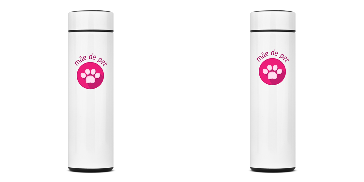 Nome do produto: GARRAFA TÉRMICA MÃE DE PET, AÇO INOXIDÁVEL 40OML, FRENTE E VERSO