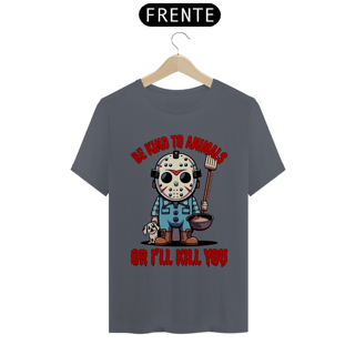 Nome do produto CAMISETA T-SHIRT ESTONADA DOG, LINHA FILME JASON BE KIND TO ANIMALS, SEXTA FEIRA 13