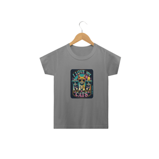 Nome do produto CAMISETA CLASSIC INFANTIL, I LOVE MY CATS-2 A 14 ANOS