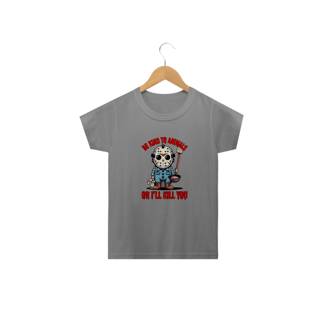 Nome do produto CAMISETA CLASSIC  INFANTIL DOG, LINHA FILME JASON BE KIND TO ANIMALS SEXTA FEIRA 13-2 A 14 ANOS