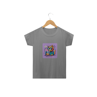 Nome do produto CAMISETA  CLASSIC INFANTIL, CAT GEEK ON THE COMPUTER-2 A 14 ANOS