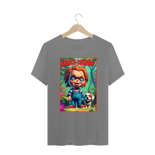 Nome do produto CAMISETA T-SHIRT PLUS SIZE DOG, CHUCKY BRINCA COMIGO 