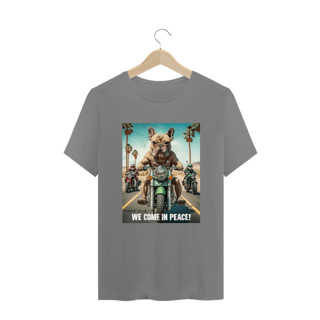 Nome do produto CAMISETA T-SHIRT PLUS SIZE DOG BULDOGUE, WE COME IN PEACE 