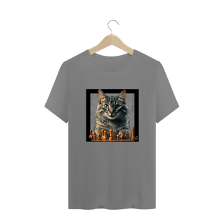 Nome do produto CAMISETA T-SHIRT PLUS SIZE, CAT PLAYING CHESS