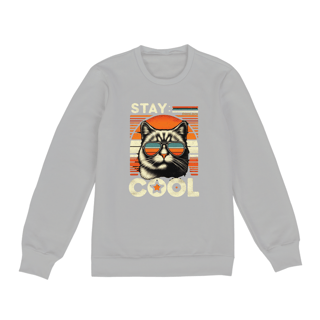 Nome do produto MOLETOM BLUSÃO UNISSEX FECHADO-P M G GG-CAT STAY COOL, POSSUI INTERIOR FLANELADO, PUNHO E BARRA EM RETILINEA  