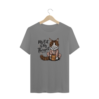 Nome do produto CAMISETA T-SHIRT PLUS SIZE, MY CAT IS MY THERAPIST
