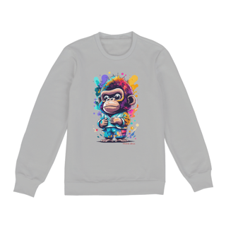 Nome do produto MOLETOM BLUSÃO UNISSEX FECHADO-P M G GG-KING MONKEY, POSSUI INTERIOR FLANELADO, PUNHO E BARRA EM RETILINEA  