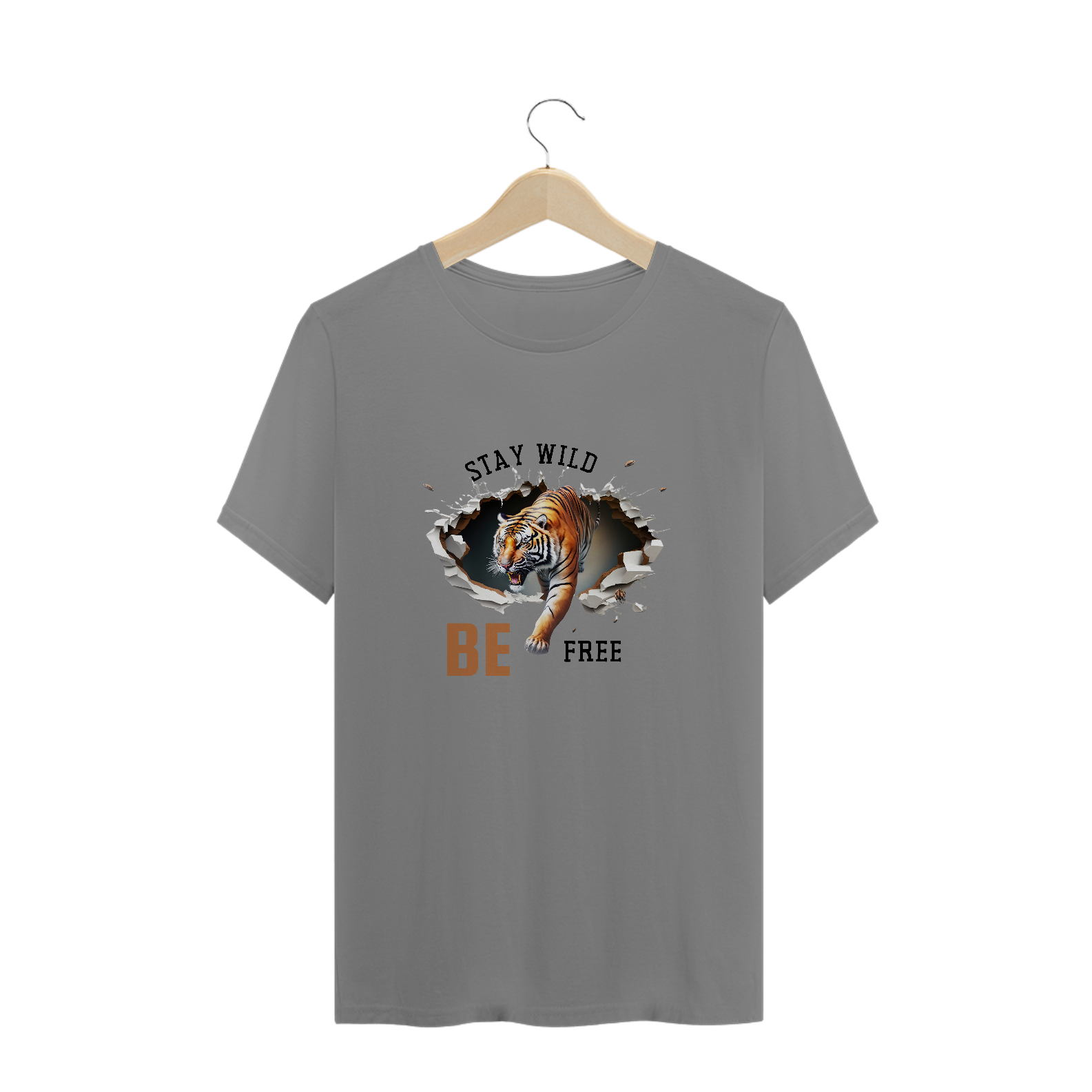 CAMISETA T-SHIRT PLUS SIZE, TIGER STAY WILD BE FREE