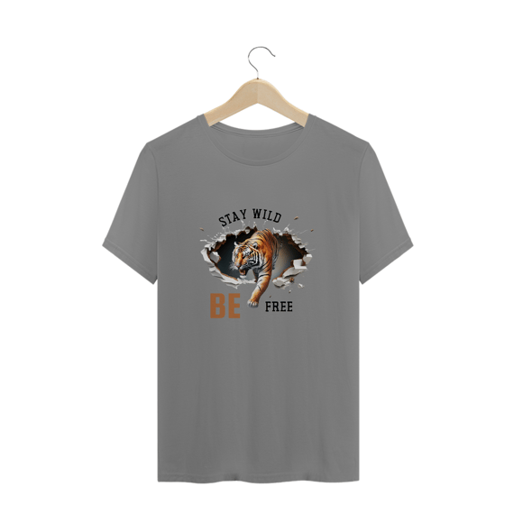 CAMISETA T-SHIRT PLUS SIZE, TIGER STAY WILD BE FREE
