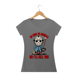 Nome do produto CAMISETA BABY LONG ESTONADA DOG, JASON BE KIND SEXTA FEIRA 13 