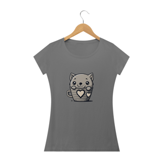 Nome do produto CAMISETA BABY LONG ESTONADA, CAT IN THE CUP