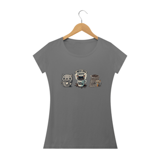 Nome do produto CAMISETA BABY LONG ESTONADA, COFFEE 3 CATS 
