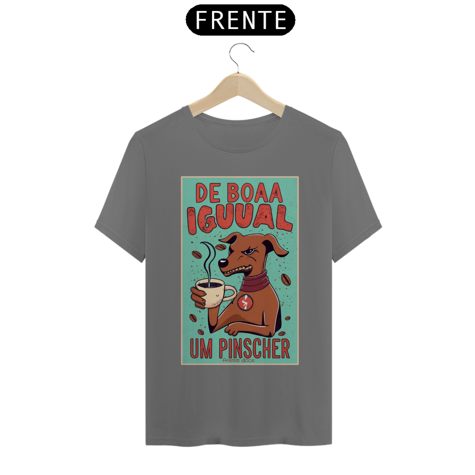 CAMISETA T-SHIRT ESTONADA, DOG DE BOA IGUAL UM PINSCHER 