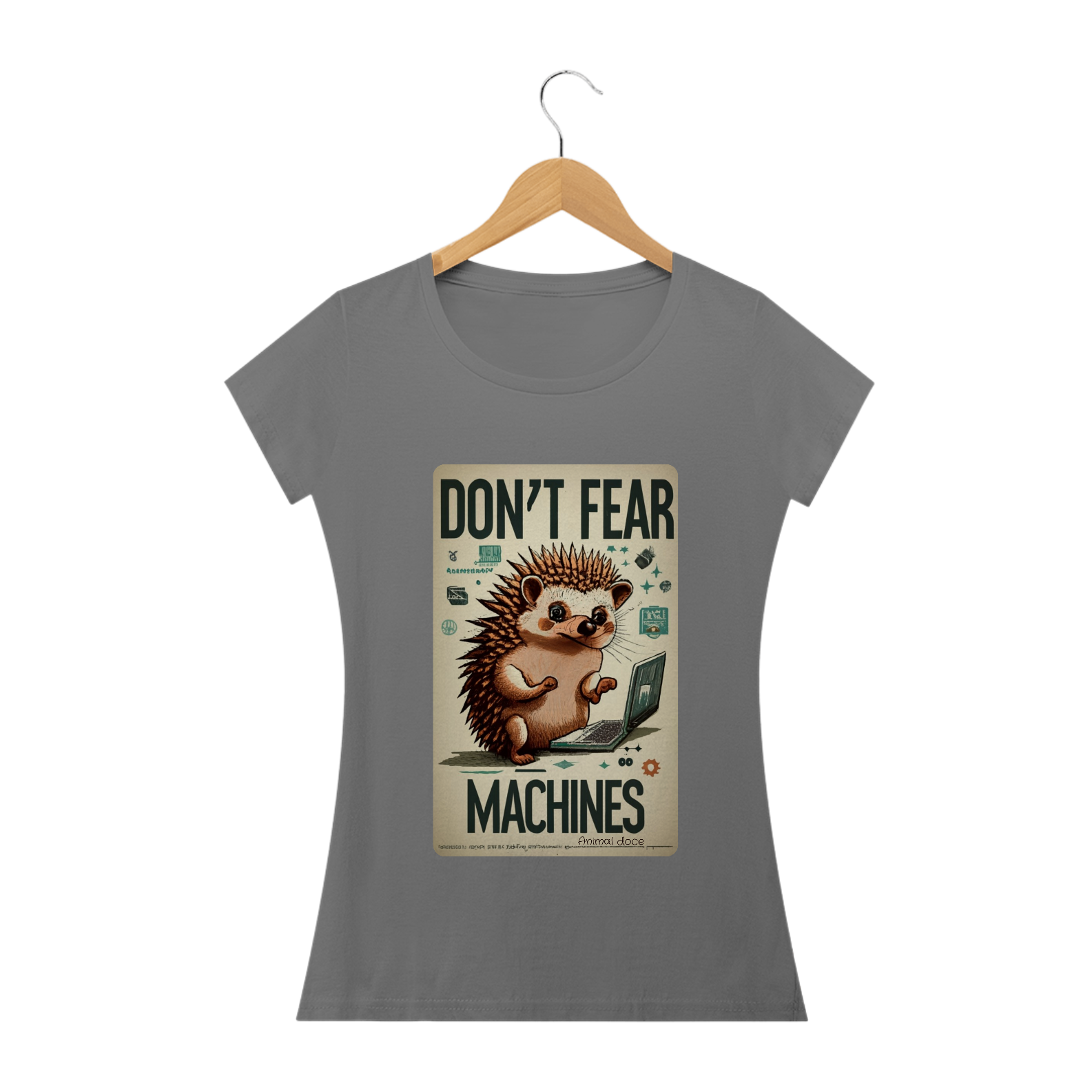 CAMISETA BABY LONG ESTONADA, HEDGEHOG DON'T FEAR MARCHINES