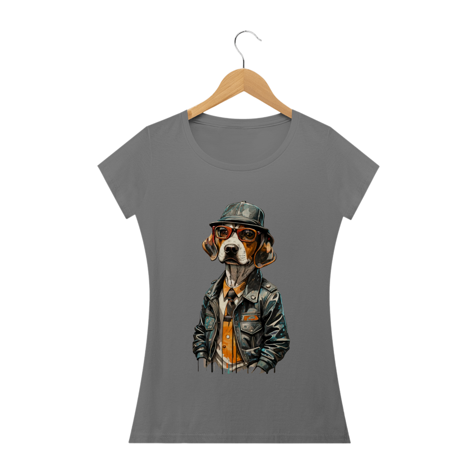 CAMISETA BABY LONG ESTONADA, DOG BEAGLE SHERLOCK HOLMES