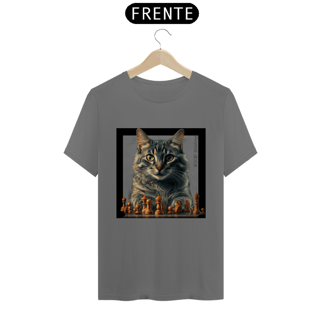 CAMISETA T-SHIRT ESTONADA, CAT PLAYING CHESS