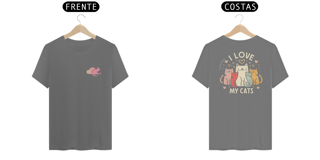 Nome do produto CAMISETA T-SHIRT ESTONADA F/V, I LOVE MY CATS