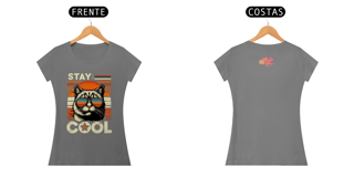 CAMISETA BABY LONG ESTONADA CAT, STAY COOL