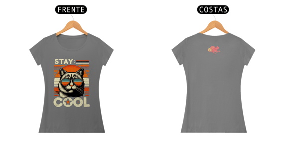 CAMISETA BABY LONG ESTONADA CAT, STAY COOL