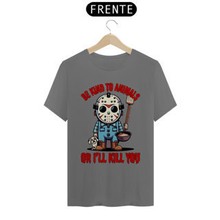 Nome do produto CAMISETA T-SHIRT ESTONADA DOG, LINHA FILME JASON BE KIND TO ANIMALS, SEXTA FEIRA 13