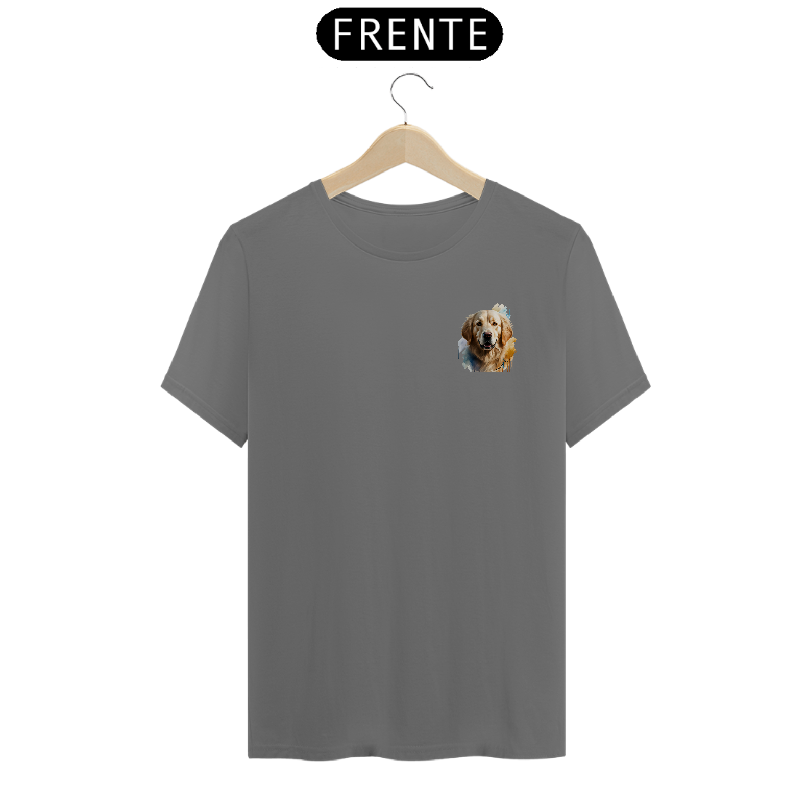 CAMISETA T-SHIRT ESTONADA MINIMALISTA, DOG GOLDEN