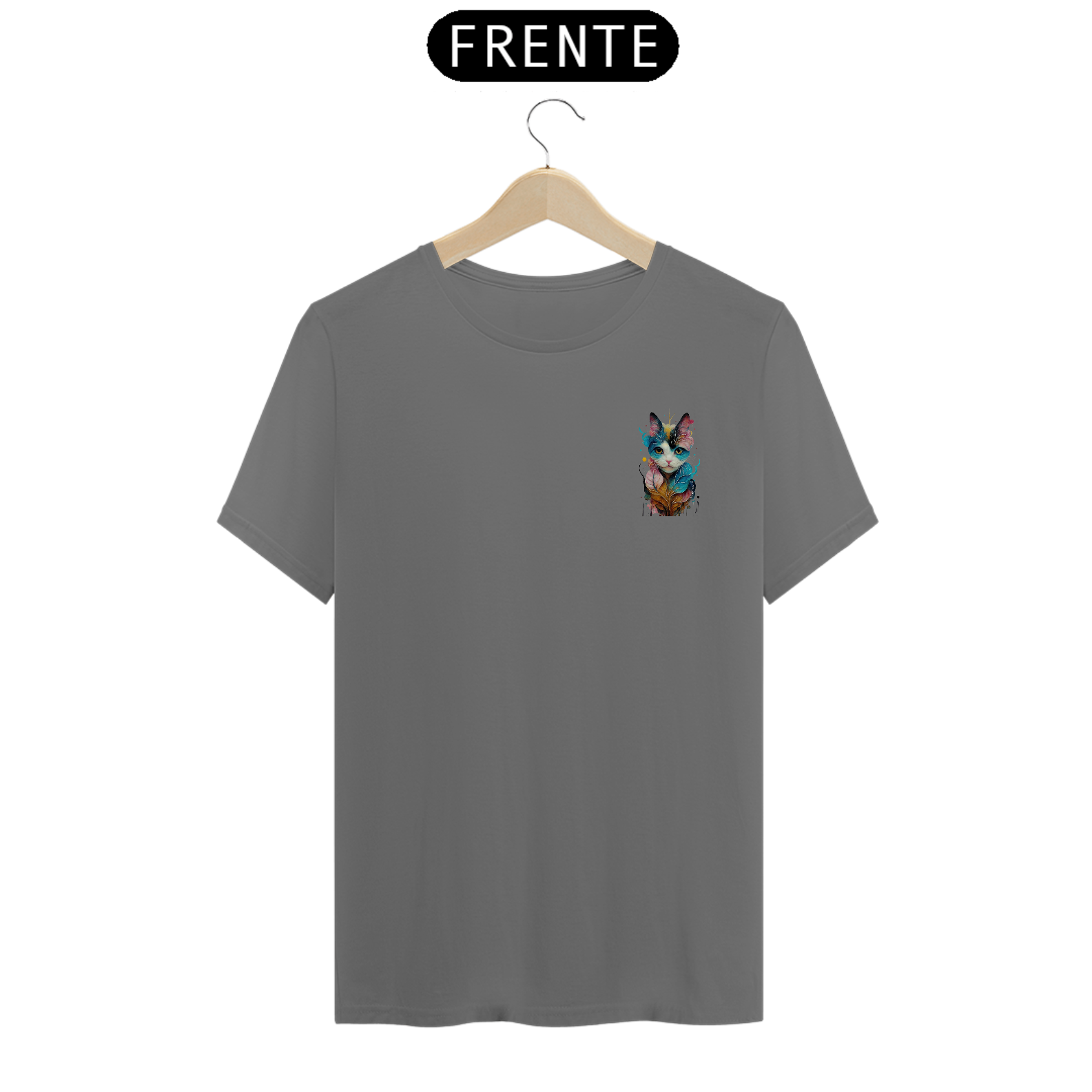 CAMISETA T-SHIRT ESTONADA MINIMALISTA, CAT COLOR