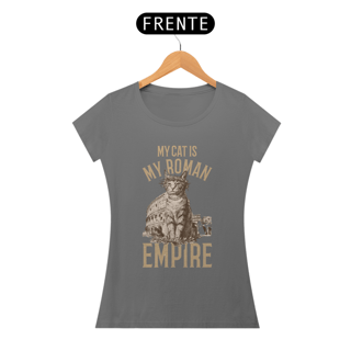 Nome do produto CAMISETA BABY LONG ESTONADA, MY CAT IS MY ROMAN 