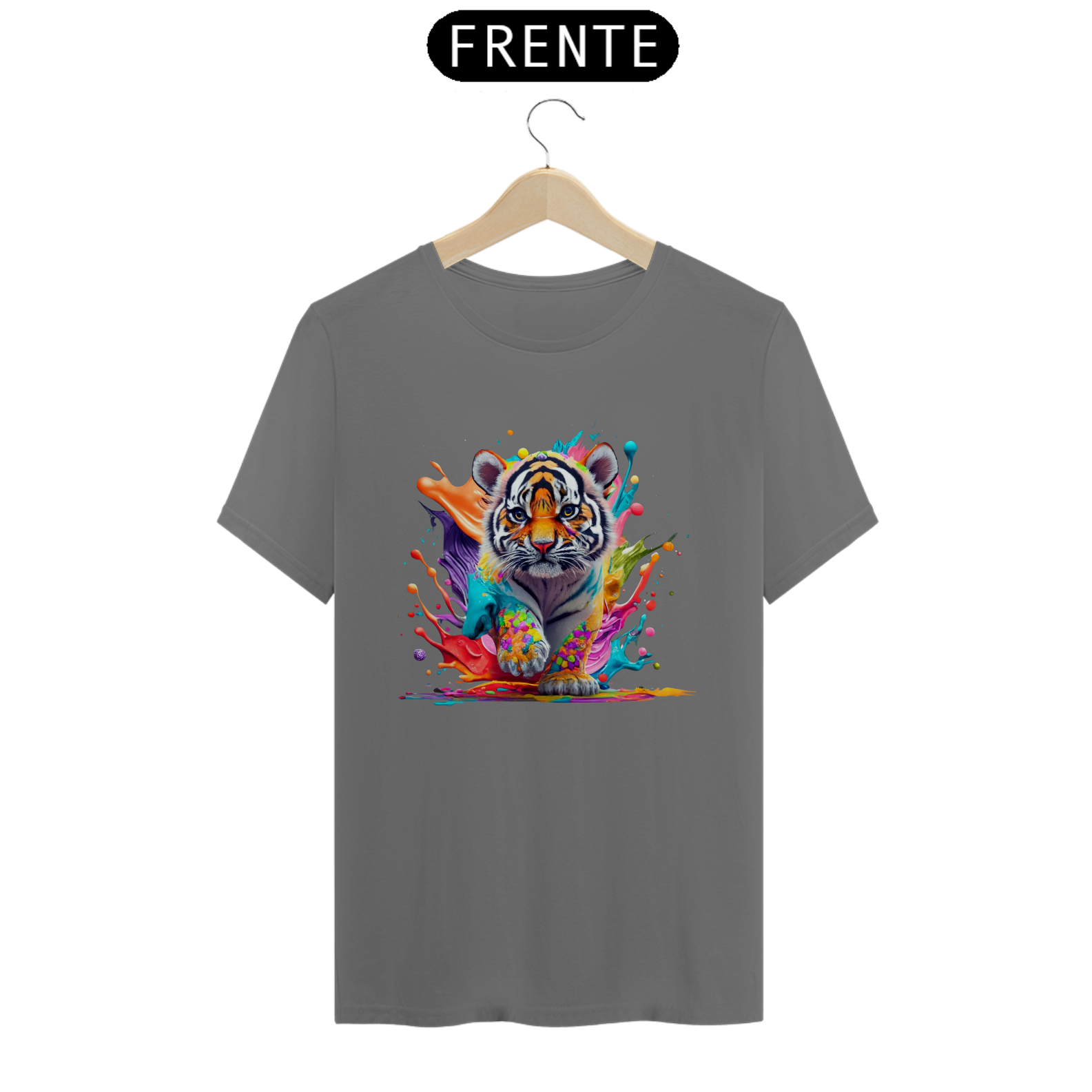 CAMISETA T-SHIRT ESTONADA, COLORFUL TIGER