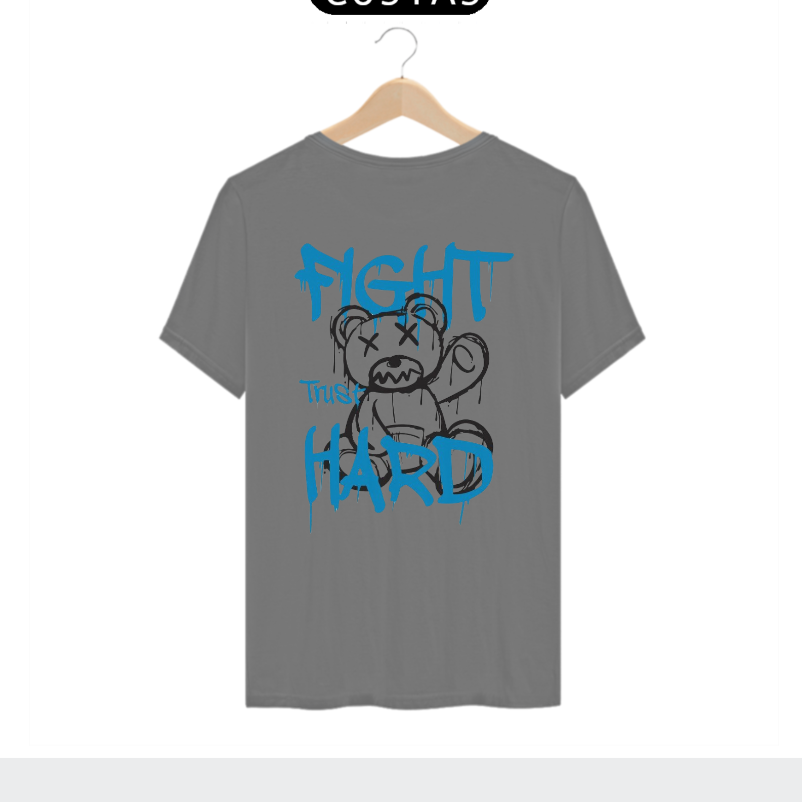 CAMISETA T-SHIRT ESTONADA COSTAS, URSINHO FIGHT HARD