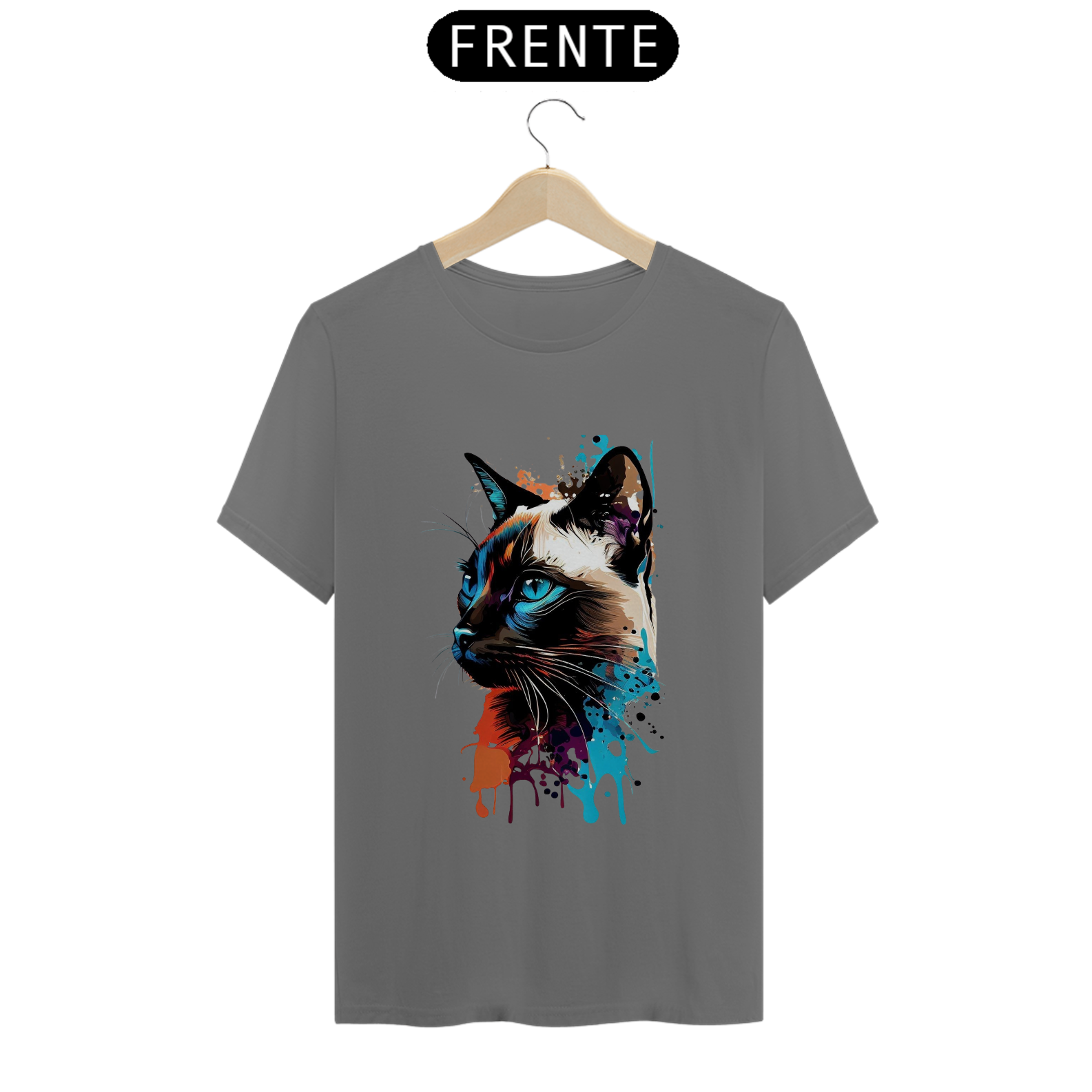 CAMISETA T-SHIRT ESTONADA, CAT COLOR