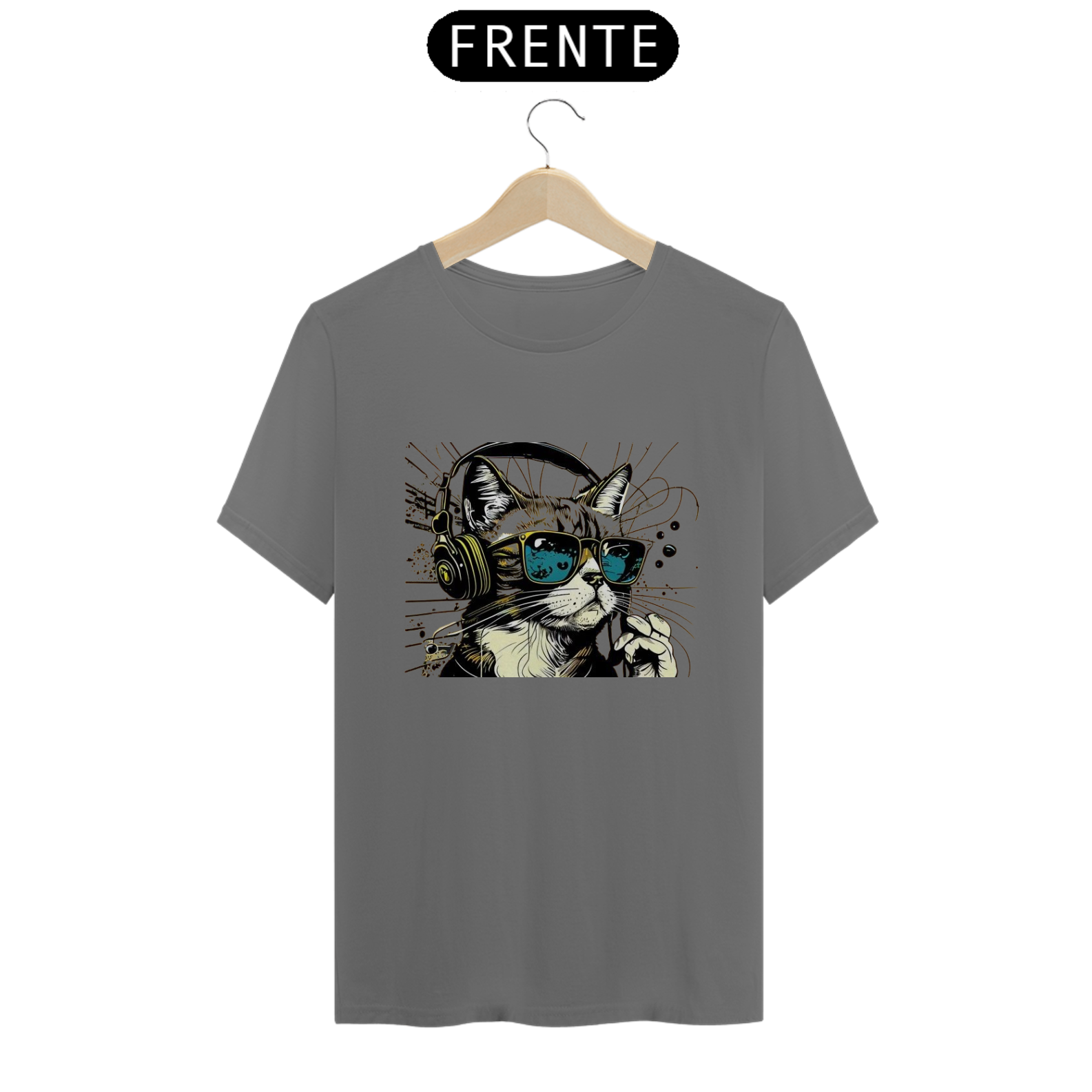 CAMISETA T-SHIRT ESTONADA, CAT MUSIC