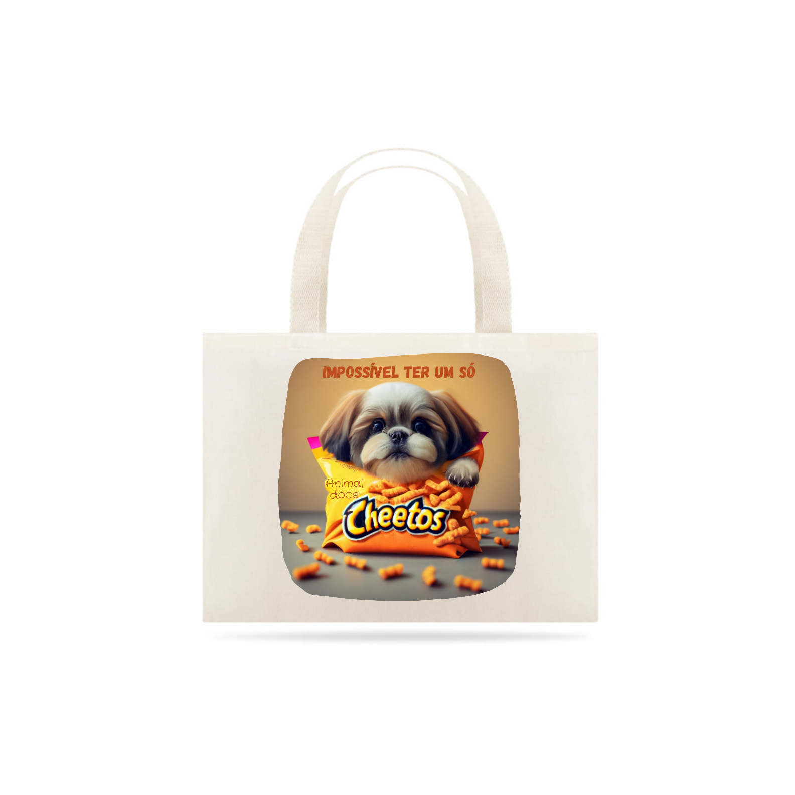 ECOBAG GRANDE CRU, DOG CHEETOS IMPOSSIVEL  TER SO UM, 100% ALGODAO