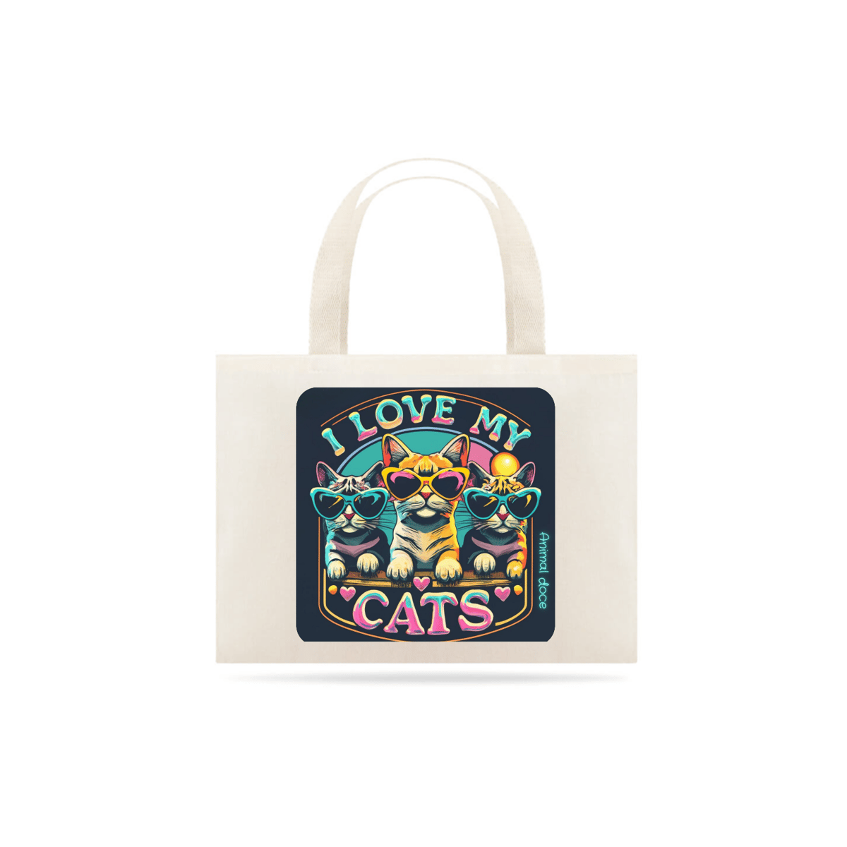 Nome do produto: ECOBAG GRANDE CRU, I LOVE MY CATS, 100%ALGODAO