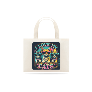 ECOBAG GRANDE CRU, I LOVE MY CATS, 100%ALGODAO