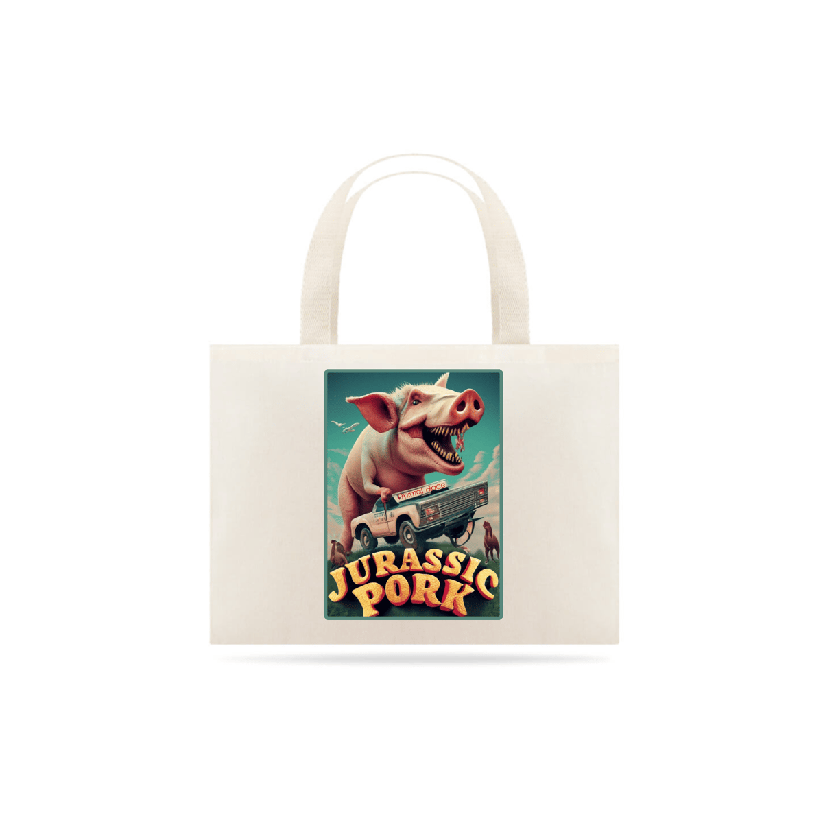 Nome do produto: ECOBAG GRANDE CRU, JURASSIC PORK, 100%ALGODAO